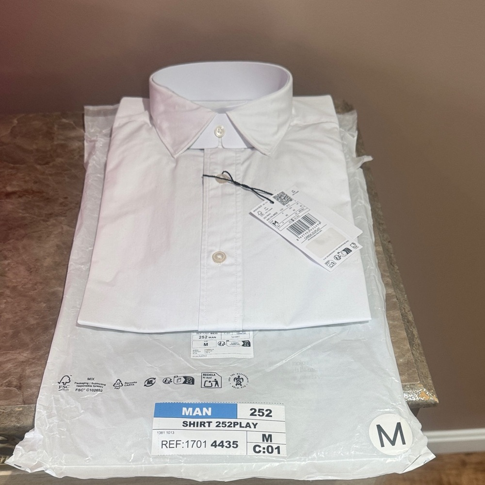Mango Men's Crisp White Dress Shirt Brand New
